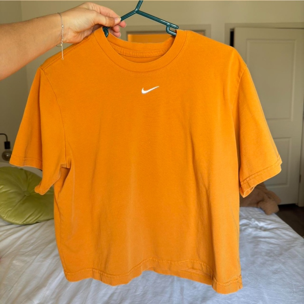 Nike loose fit vibrant orange lightly cropped tee